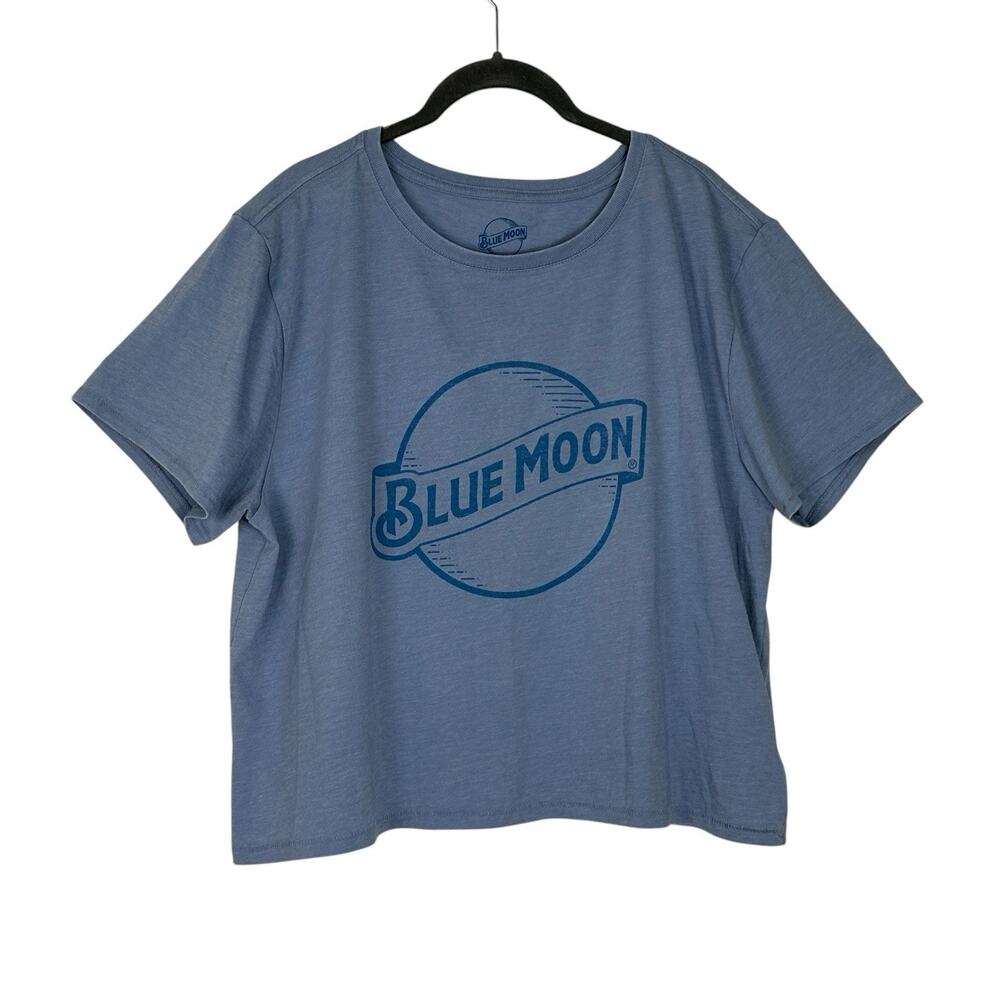 Lucky Brand Top Women Large Blue Moon Graphic Tee Boxy Crewneck